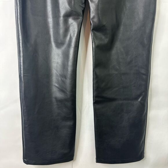 Abercrombie & Fitch 90s Straight Ultra High Rise Black Vegan Leather Pants 27 - Picture 11 of 13